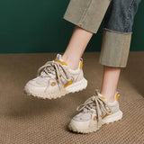 Layer Of Cowhers Old Dad Shoes 2025 Spring And Summer New Breathable Mesh Thick Bottom Casual Lace Single