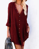 Queens Women Long Sleeve Single Breasted Button Boho Shirts Ladies Cotton Loose V-neck Casual