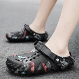 Men's Shoes 2025 New Men's One-Word Slippers Thick Bottom Wearing One Shoe Two Wear-Resistant Beach Cool Slippers Hole