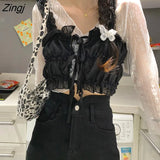 Women Folds Black Japanese Style Girl Streetwear Harajuku Chic Vintage All-match Sexy Retro Female Clothing Ins