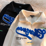Waffle Cotton American Style Letter Embroidery Sweatshirt Hoodie POLO Shirt Streetwear Women Girl Student Winter