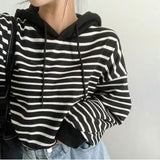Vintage Striped Cropped HoodieOutfit
