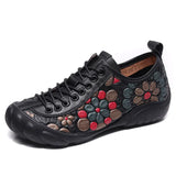 Style Retro Hand Leather Single Shoes Autumn Head Cowhise With Flat Base Soft-Soled Women's Shoes Low