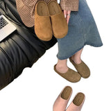 Vintage Sen Thick-Skin Shoes Women 2025 Spring New Height Lazy Round Velvet Muller