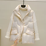 2022 New Warm Women Winter Vests Pockets Stand Collar Short Cotton Padded Jacket Sleeveless Female Winter