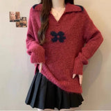 2025 New Retro Buckle Design High-Necked Ladies Knitted Cardigan Pure Color Ocean Sweater