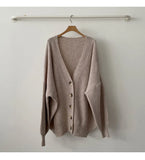 Preppy Solid Color V Neck Baggy CardiganOutfit