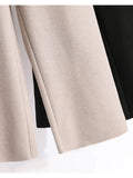 Size Pants Autumn Winter Warm Woolen Wide Leg Pant For Women High Waist Pockets Trousers High Quality Casual Pant 5XL