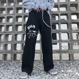 Pink Denim Jeans Women Casual Kawaii Pants Wide Leg Denim Pants Streetwear Loose Lady Trousers Korean Fashion