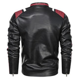 New Product Color Matching Casual Men's Leather Jacket Casual Trend Stand-Up Collar Spring and Autumn Leather Jacket