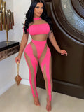Sexy Neon Green Mesh Patchwork Jumpsuits Women New Long Sleeve Sheer Skinny Rompers Night