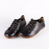Zingj Layer Cowhide Large Size Handmade Shoes Female Farmer's Shoes Pedal Lazy Bean Shoes Retro Leather Flat Shoes-Outfit