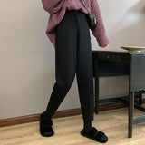 Zingj Waist Korean Version Of Knitted Grandma Pants Female Autumn New Web Celebrity Casual Bundle Foot Harun Pants Wet Line Radish Pants-Outfit