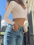 Long Sleeve Ribbed Crop Top- Outfit