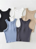 Summer Women Solid Knit Short Tank Tops Strethy Cropped