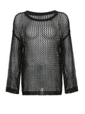 y2k Crochet Sweater Hollow Out Loose Smock Grunge Fishnet Distressed Pullovers Oversized Knit Jumper Harajuku