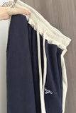 Fashion Casual Loose Vintage Autumn Sports Pants Women Elastic High Waisted Vintage Trousers Female Wide Leg Sweatpants