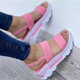 Summer Plus Size Women Shoes Fashion Platform Wedge Sandals Women Height Increase Closed Toe Roman Sandals Zapatos