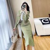 Women's Autumn Suit Dress Set New Socialite Temperament Light Mature Style Casual Lady Coat Fishtail Skirt Two-piece