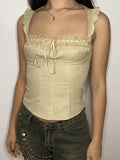 Flutter Sleeve Lace Up Corset Top- Outfit