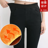 Winter Jeans Pants For Women Faux Denim Pencil Pants Warm Thickening Fleeces Hot Leggings Casual Legging Female