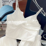 Pantsuit Set Fashion Simple Solid Color Camis Loose Wide leg Pants Tops + Trousers 2 Piece Set Summer Casual