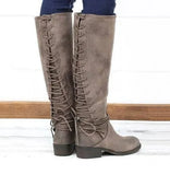 Women's High Boots 2022 Winter Fashion Plus Size Platform Retro Boots Ladies Back Lace-up Long Boots Black Boots Botas