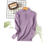 style turtleneck sweater women's unadorned slim solid color rib knit long sleeve bottoming Jumpers pullover female