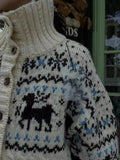 Buttoned Retro Printed Cardigan- Outfit