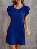 Summer Solid Color Ladies Dress Short Sleeve Round Neck Casual Short Skirt Office Ladies Dresses Women Dress Red