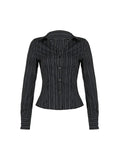 Vintage Stripe V Neck Slim Fit Long Sleeve