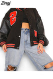 and American English alphabet high quality towel embroidered jackets coats women's street retro baseball uniform