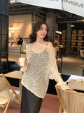 Xixi 2025 Spring Loose Long Sleeves Long Sleeves Haired Haired Knitted Jersey Sweater