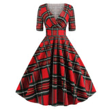 Dot Printed Summer Women Casual Vintage Dress Short Sleeve V Neck A Line Swing Pin Up Rockabilly Sundress 50s 60s
