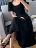 Black Midi Dresses for Women New 2023 Elegant Party Fashion Slim A-line Female Clothes Birthday Evening Vintage Chic