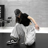 Y2K Black Joggers Sweatpants Women Hip Hop Letter Print Wide Leg Pants Streetwear Oversized 2Xl Drawstring Trousers