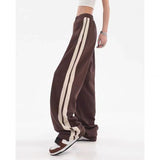 Striped Joggers Sweatpants Bf Hip Hop Women High Waist Wide Leg Sports Pants Streetwear Drawstring Baggy Straight