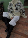 Buttoned Retro Printed Cardigan- Outfit