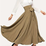 Spring And Summer Half-Dress Woman High Waist Thin Front With A Word Long