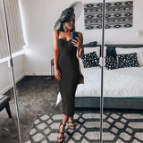 Dress evening 2022 summer women's long maxi bodycon dress ribbed orange red black sexy party dress club birthday