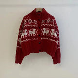 Buttoned Retro Printed Cardigan- Outfit