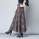 Size High Waist Woolen Plaid Skirts 2020 Winter Warm Women'S Wool Maxi Skirts Office Ladies Fashion Casual Long