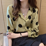 Women Polka Dot V-neck Chiffon Designed Ins Plus Size 4XL Simple All-match Elegant Streetwear Office Ladies Chic