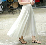 Women Chiffon Long Skirts 2020 Summer New Solid All-Match Beach Skirt Autumn Elegant Maxi Skirts Plus Size Black Blue Pink