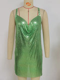 halter metal sequin mini summer dress women 2022 backless glitter club birthday party dress womens evening dresses