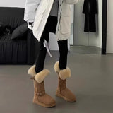 New Winter Plus Velvet Warm Shoes Long-Boel Cotton Boots Fur One Gray High-Crash Fur Snow Boots Women's