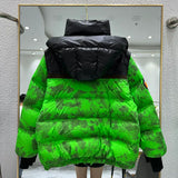 Winter Warm Hooded Short color matching Women Down Jacket New 90% White duck down Loose camouflage Women's Puffer