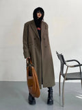 Coat Women Suit Collar Long British Style Long-Sleeved Outwear Ladies Autumn Loose Fried Street Casual