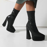 Fashion Stretch Women Over The Knee Boots Platform Super High Heel Thigh Boots Slip On Autumn Woman Shoes Plus Size 42