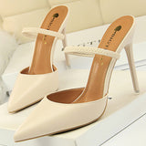 Shoes Woman Pumps Pointed Toe Women Heels Pu Leather High Heels Shoes Women Sexy Stiletto Heels Office Shoes - beige / 36